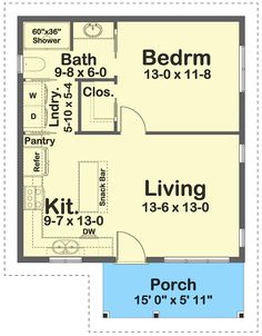 the floor plan for a two bedroom apartment with an attached kitchen and living room area