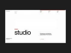 the logo for studio is shown in black and white, with red lettering on it