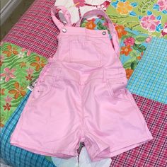 Soft Pink Small Overalls Nwt Fitted Shortalls Overalls For Spring, Fitted Spring Overalls Shortalls, Fitted Spring Shortalls Overall, Pink Shortalls For Summer, Pink Short Overalls For Summer, Fitted High Waist Shortalls For Spring, Fitted Pink Overalls With Pockets, Pink Shortalls With Pockets For Summer, Pink Summer Shortalls With Pockets