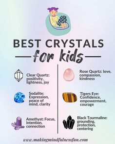 Mindful Activities For Kids, Crystals For Kids, Best Healing Crystals, Crystal Children, What Are Crystals, Spelling For Kids, Calm Kids, Magic Crafts, Best Crystals