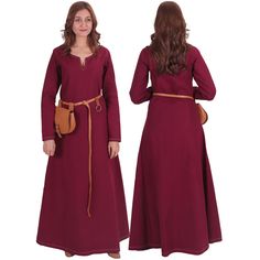 PRICES MAY VARY. The CANVAS fabric is produced in Turkey and does not contain any chemical compounds. It is very soft and friendly with skin. The fabric is handwoven and looks like linen to give an authentic look and reflect the atmosphere of medieval times. The fabric is very soft and never fades under the sunlight. Product History and Features : Our Medieval Viking women dress FRAYE 9082 is produced in 100% Pure Cotton Linen-look Coarse Canvas. This underdress is oriented at the cut of undercl Medieval Women Dress, Viking Apron Dress, Simple Linen Dress, Viking Medieval, Chemical Compounds, Medieval Garb, Warrior Outfit, Viking Dress, Medieval Woman