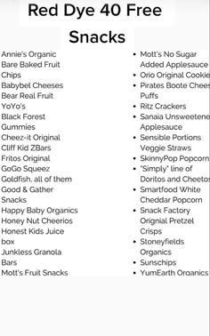 the red dye 40 free snacks list