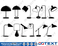 the silhouettes of different desk lamps are shown