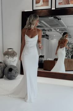 Halter Backless Wedding Dress, Wedding Dresses Halter, Debs Dresses, Spaghetti Strap Wedding Dress, Simple Wedding Dresses, Halter Wedding Dress, White Mermaid, Silk Wedding Dress, Mermaid Wedding Dresses