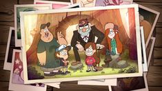 the cartoon family is posing for a photo