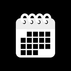 a white calendar icon on a black background