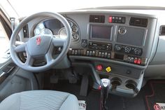 the interior of a vehicle with electronic controls