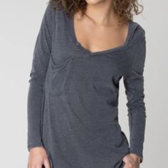 Supply, Drop Pocket Long Sleeve T, Medium, Relaxed, Low Cut V-Neck, New, Tags Removed But Never Worn, Non-Smoking Home Casual Gray V-neck Top, Casual V-neck Top For Layering, Gray Relaxed Fit V-neck Top, Fall V-neck Loungewear Tops, Casual Long Sleeve V-neck Top For Loungewear, Casual V-neck Loungewear Top, Casual Stretch V-neck Top For Layering, Gray V-neck Loungewear Top, Gray V-neck Top For Loungewear