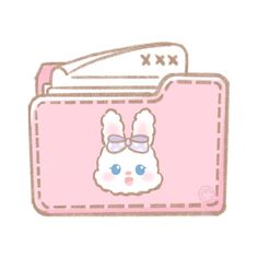 a pink wallet with an image of a bunny in the pocket on it's side