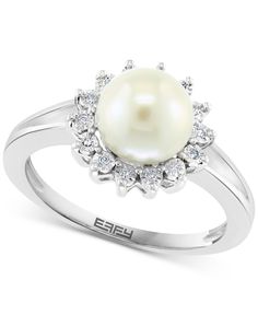 in stock Freshwater Pearl Ring, The Glow, Halo Ring, Jewelry Rings Engagement, Pearl Ring, Free Jewelry, Personalized Jewelry, Beautiful Rings, Sterling Silver Jewelry