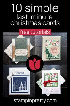 the 10 simple last - minute christmas cards with free printables are on display