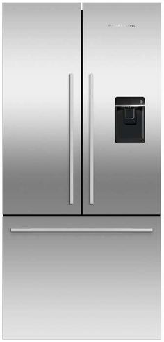 a stainless steel refrigerator freezer with two doors