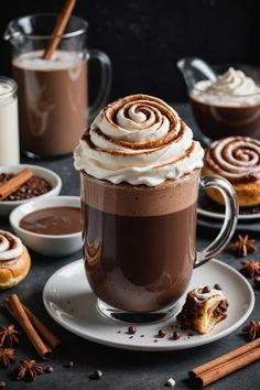 A photo of a  Cinnamon Roll Fall Hot Chocolate which is a type of fall hot chocolate Fall Filter, Winter Beverages, Best Hot Chocolate Recipes, Canned Pumpkin Recipes, Hot Chocolate Recipe Homemade, Dragon Drawings, Vegan Hot Chocolate, App Filter, Pumpkin Recipes Easy