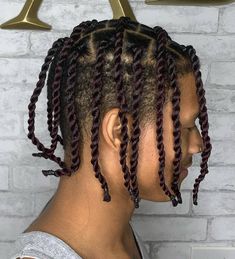 Short Twists, Twist Ponytail, Shaved Side Hairstyles, Faded Hair, Twist Styles, Mens Braids Hairstyles