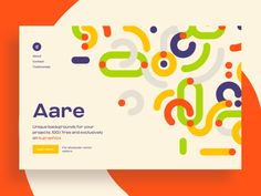 an orange and white business card with the words aare in bold, colorful letters