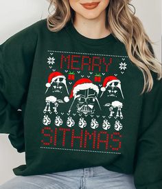 Merry Sithmas Sweatshirt, Star Wars Christmas Sweatshirt, Darth Vader Santa Matching Christmas Family Sweatshirt Christmas Family Sweatshirts Disney, Star Wars Family Christmas Pajamas, Starwars Christmas Shirts, Disney Holiday Crew Neck T-shirt, Matching Christmas Family, Star Wars Christmas Sweater, Disneyland Shirts