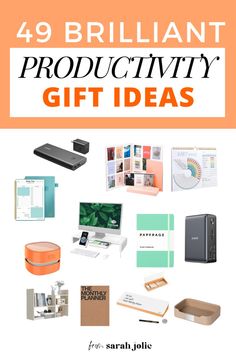 an orange and white photo with the words brilliant product gift ideas