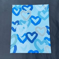 All heart blue preppy painting!!💙 Preppy Paintings Canvases Blue, Cute Blue Paintings Easy, Simple Blue Painting Ideas, Blue Preppy Paintings, Simple Blue Paintings, Blue Things To Paint, Blue Easy Paintings, Preppy Painting Ideas Easy, Cute Blue Paintings