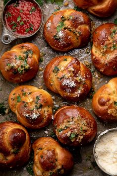 baked bread rolls with parmesan cheese and herbs