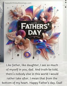 a happy father's day card with an image of flowers and leaves on it