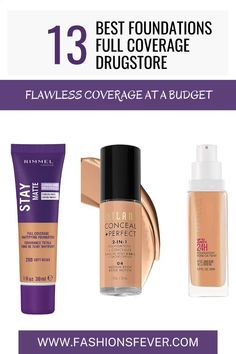 The best foundations ever that provides full coverage that stays all day without making the skin appear cakey and all available at drugstore at affordable prices. Check out the best makeup foundation here. #bestfoundations #drugstorefoundations #drugstoremakeup #foundation