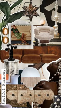 a collage of different furniture and decor items