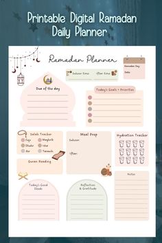 Ramadan Daily Planner Printable, 2023 Ramadan Ramadan Daily Planner, Mom Planner Printables Free, Ramadan Tracker, Prayer Tracker, Ramadan Printables, Free Planner Templates, Daily Planner Printables Free, Daily Routine Planner, Ramadan Activities