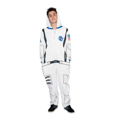 a man in an astronaut costume standing up