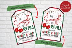 two door hangers with the words, the struggle is real and warm & cozy holiday season