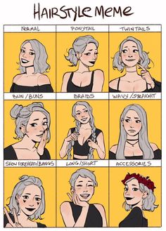 a comic strip shows how to style your hair for different times of day and night