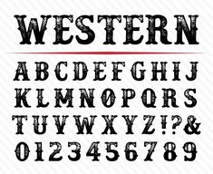 the font and numbers for western alphabets