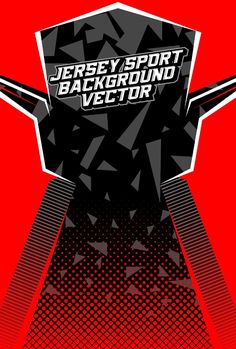 the jersey sport background is black and red with white letters on it, as well as an abstract design