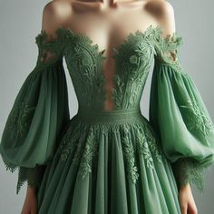 Green Ball Gown Aesthetic, Green And Pink Prom Dress, Emerald Green Fantasy Dress, Elvish Gown, Green Elven Dress, Green Fairytale Dress, Wedding Dress With Green, Elf Gown, Acotar Dress