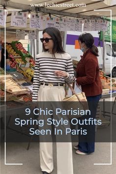 9 Chic Parisian Spring Style Outfits Seen In Paris. Love that parisian style but don't know what to wear for spring outfits. Looking for that Parisian chic style for spring outfits. Check out 9 chic Parisian spring style looks for spring outfit ideas. There are plenty of easy to recreate paris fashion that will give you the same level of parisian chic. #springoutfits #parisianstyle #springparisianstyle #springparisianfashion Parisian Chic Spring Outfit, Parisian Style Spring Street Fashion, Spring Outfit In Europe, Outfit Ideas In Paris, Paris Fashion 2024 Street Style, Paris In March Outfits 2024, Paris May Outfit Ideas, Parisian Style For Women Over 50, Women Paris Outfit