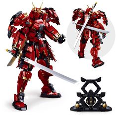 PRICES MAY VARY. 【Build Your Own Samurai Warrior】Our samurai mech is a great super-hero kit, with its weapons and armour combining different shades of red and black. Creating an amazing visual impact and high level of design for the model. 【Realistic Action】The joint can be flexibly rotated, making the mech incredibly motility. So you can set up and display your samurai set in all kind of battle positions. 【Extremely Strong Compatibility】This robot building block kit is compatible with all major brands. 923 pcs parts are compatible with many series. Our armored samurai mech has sword holder rack, which make it look more completeIs a perfect choice for birthday, Halloween, and Christmas gifts, making it becomes a popular gift for any occasion. 【Scientific and Educational】Building is a wonde Samurai Mech, Double Swords, Mech Warrior, Robot Building, Robots Tanks, Different Shades Of Red, Lego Mechs, Lego Stuff, Samurai Warrior