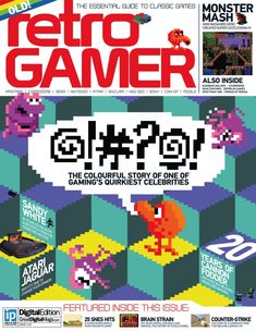 the cover of retro gamer magazine with an image of a cartoon character playing video games