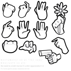 hand gestures drawn in black and white