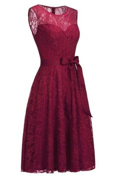 Bridelily A-line Burgundy Lace Dresses with Bow - Burgundy / US 2 - lace dresses Cheap Lace Dress, Dresses With Bow, Dresses Burgundy, Lace Burgundy Dress, Burgundy Lace, Plus Size Vintage, Custom Size Dresses, Lace Dresses, Navy Lace