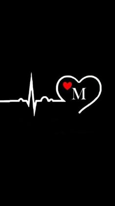 a heartbeat with the letter m on it and a heart that is in the middle