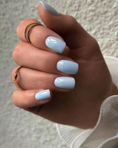 33 Summer Blue Nails Ideas: Spanning the waves of the Blue Ocean Blue Nails Natural Nail, Light Blue Gel Nails Short Summer, Short Nails Baby Blue, Summer Nails One Color Simple, Nail Gel Summer, Light Blue Nails No Design, Very Light Blue Nails, Pale Blue Gel Nails Short, Light Blue Nails Summer