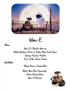 an advertisement for the movie's animation film, who - e is shown in front of