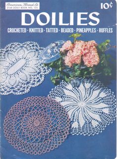 crocheted doilies are featured in this book