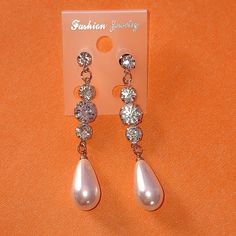 Elegant Faux Pearl & Rhinestone Dangle Drop Earrings New! No Tag. Nwot! Copper & Titanium Steel Don't Come With Original Tags,Will Put On New Jewelry Card All Seasons Spring Summer Fall Winter Date Festival Vacation Everyday Dressy Weekend Travel Casual Gift Girly Fashion Formal Cocktail Prom Dinner Gala Event Special Occasion Resortwear Resort Vacay Church Secretary Business Casual Shabby Chic Career Professional Faux Pearl Teardrop Earrings Anniversary Christmas Mother's Day Whimsical Coquette Earrings Wedding Guest, Pearl Teardrop Earrings, Prom Dinner, Gala Event, Fashion Formal, Wedding Earrings Drop, Gala Events, Weekend Travel, Elegant Feminine