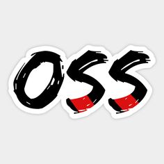 the word oss painted in black and red