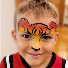 Tiger Face Paint Easy, Lion Face Paint, Easy Face Painting Designs, Kitty Face Paint, Festival Face Paint, Face Painting For Boys, Cheek Art