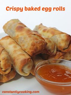 crispy baked egg rolls with dipping sauce