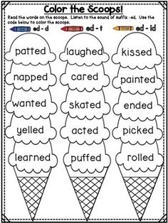 color the scoops worksheet with three ice cream cones on top of each other