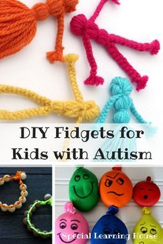 DIY FIDGETS FOR KIDS WITH AUTISM // Reduce stress & frustration & increase concentration & learning by making a fidget for your child! // #Autism #fidget #spd #adhd #asd Diy Fidgets For Kids, Homemade Fidget Toys, Diy Fidgets, Fidgets Diy, Diy Sensory Toys, Diy Fidget Toys, Diy Sensory, Sensory Crafts, Sensory Ideas