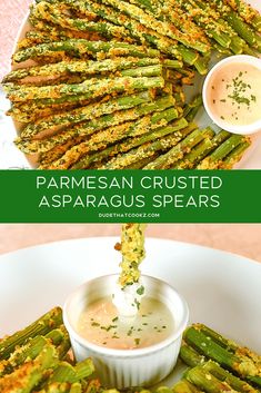 asparagus spears with parmesan crust and dipping sauce