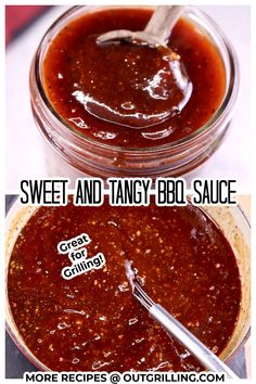 two images showing how to make sweet and tangy bbq sauce